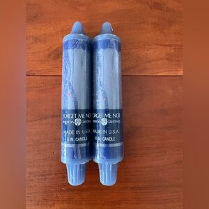 Vintage American Greetings Forget Me Not Blue Candles Set of 2 NOS